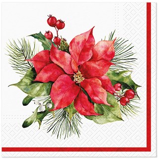 Composition with Poinsettia napkins.